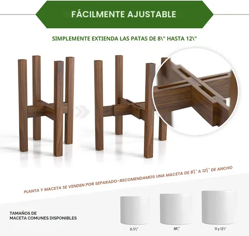 Miniatura 3 de Soporte de plantas moderno de mediados de siglo - Se adapta a macetas grandes de 12 y 13 pulgadas (NO incluidas) - Soporte de madera hecho a mano