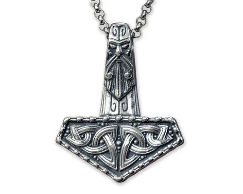 Miniatura 90 de Viking Thors Hammer Necklace Pendant - Vegvisir Aegishjalmur Helm of Awe Raven Huginn Muninn Pendant Necklace Amulet Talisman - Thor Necklace