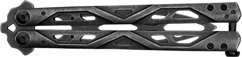 Miniatura 5 de Cuchillo de entrenamiento tipo mariposa Kershaw Balanza, diseño BlackWash, hoja de acero inoxidable redondeada de 4.3 pulgadas con punta de gota