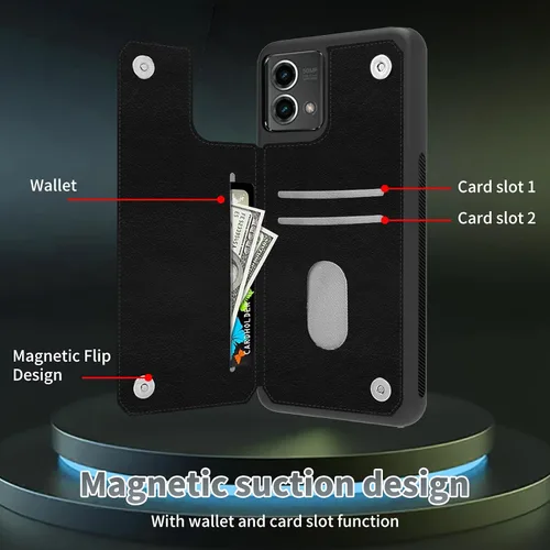 Miniatura 6 de Funda tipo cartera para Moto G Stylus 5G 2023 con soporte para tarjetas, bloqueo RFID, piel sintética, función atril, cierre magnético, funda