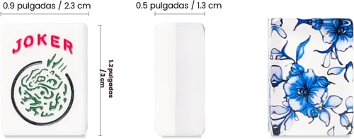Miniatura 2 de Juego de Mahjong Americano, 166 Azulejos Premium de Acrílico con Impresiones Azules, 4 Estante/Empujadores de Color Todo en Uno, Juego Completo