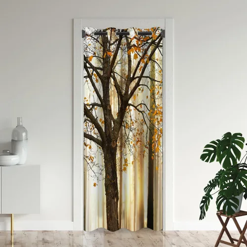 Miniatura 12 de Cortinas de puerta de África para puertas, anochecer paisajes naturales, árboles, temporadas, horizonte, jirafas, cortina opaca para armario