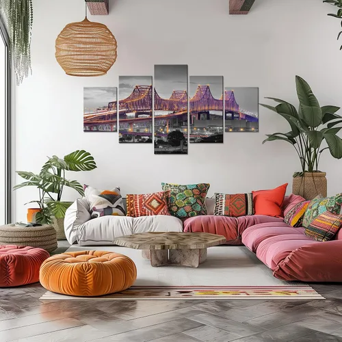 Miniatura 4 de Cawpom Louisiana Arte de Pared en Lienzo, 60x32 pulgadas, Impresión en Lienzo, Cuadros de Nueva Orleans Decoración de Pared, Puente Crescent City