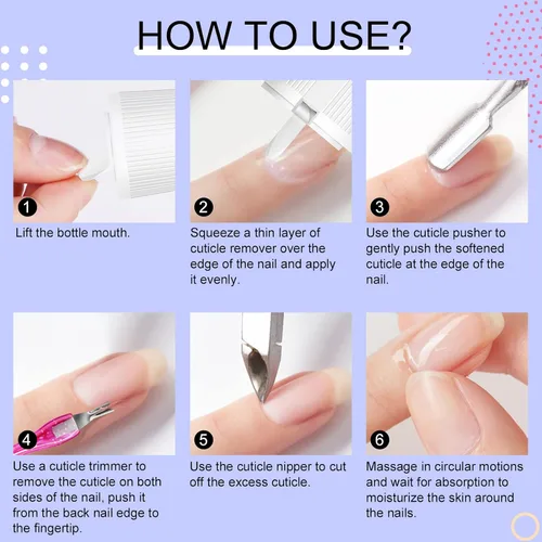 Miniatura 6 de SAVILAND Kit removedor de cutículas, kit profesional de manicura para el cuidado de uñas, 2.03 onzas, crema líquida para quitar cutículas, cortador