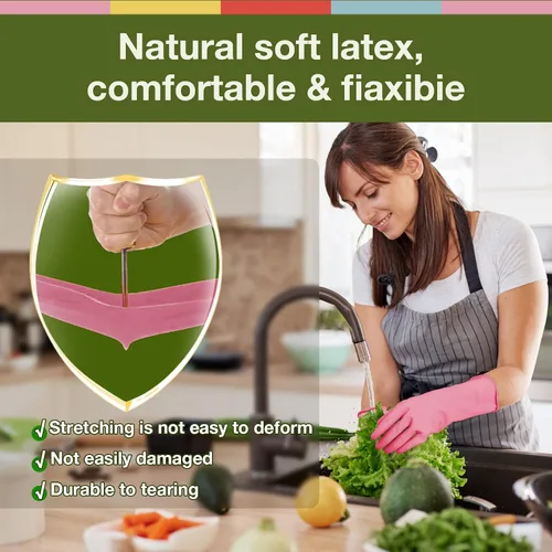 Miniatura 3 de Guantes de Cocina para Lavar Platos - 5 Pares de Guantes de Goma para Limpieza del Hogar, Lavar Platos, Limpieza, Jardinería, Guantes