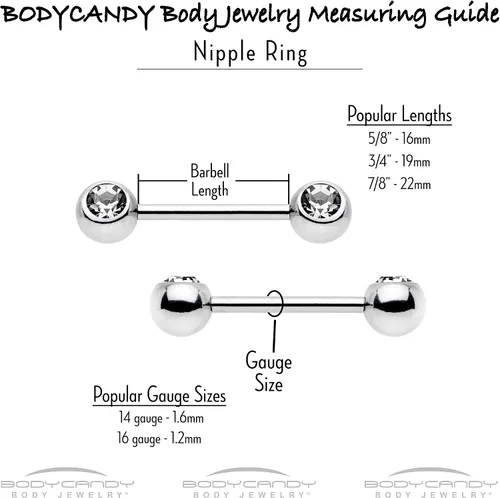 Miniatura 4 de Body Candy Juego de 2 anillos de acero inoxidable para pezón, calibre 14, 0.512 in, Acero inoxidable