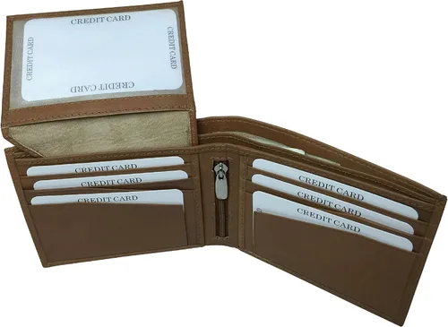 Miniatura 5 de BMF billetera de cuero genuino bordado color marrón auténtica BMF