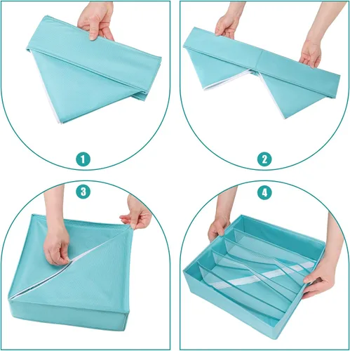 Miniatura 5 de Organizador de Ropa para Cajón bajo Gabinete, Cubos de Almacenamiento Plegables de 5 Celdas, Organizador de Cajón de Ropa Interior, Divisores, Cajas