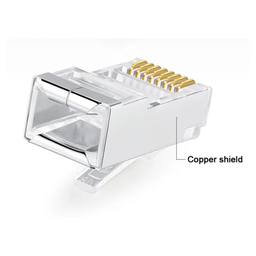 Miniatura 3 de 50 conectores RJ45 Cat6, conectores RJ45 C6, conectores RJ45 blindados de metal Cat6, conectores de enchufe de red modular FTP 8P8C