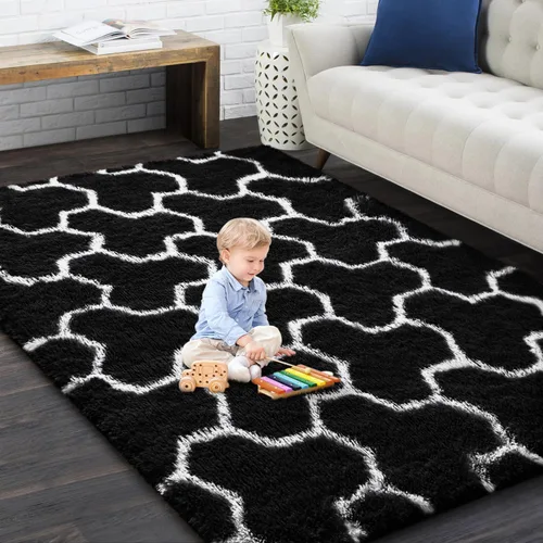 Miniatura 63 de EVOIONOS - Alfombra redonda gris para dormitorio, 5x5 pies; alfombras circulares suaves y esponjosas para sala de estar, alfombras de felpa peludas