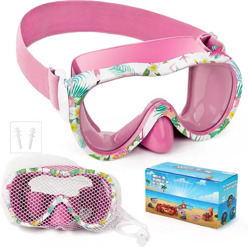 Miniatura 29 de Gafas de natación para niños, antifugas, máscara de Snork con cubierta de nariz y correa de tela elástica, gafas de natación con protección UV