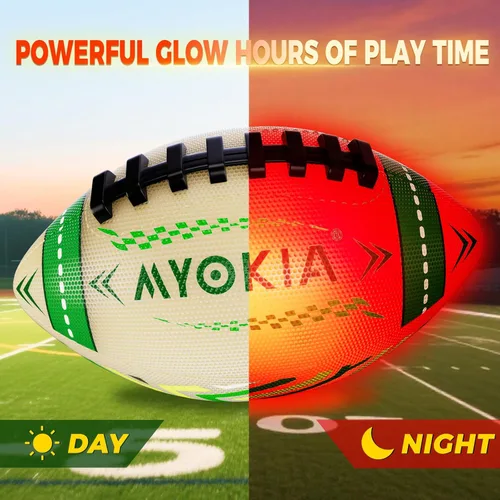 Miniatura 9 de Regalo de cumpleaños de fútbol americano con luz recargable RGB, fútbol americano que brilla en la oscuridad con bomba y cable USB, tricolor