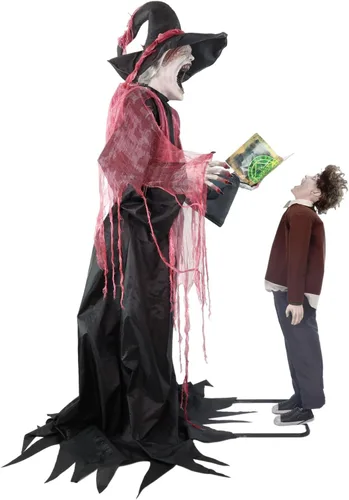 Miniatura 10 de Haunted Hill Farm Soul Sucker Demon Reaper con Niño de Tekky, Animatrónico de Halloween con Activación por Movimiento y Habla para Decoraciones