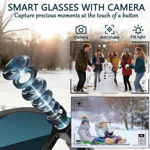 Miniatura 2 de Gafas Inteligentes con Cámara, Gafas AI, Gafas Bluetooth, Lentes Reemplazables, Batería de 48H para Viajes, Conferencias y Vlogging. Traducción