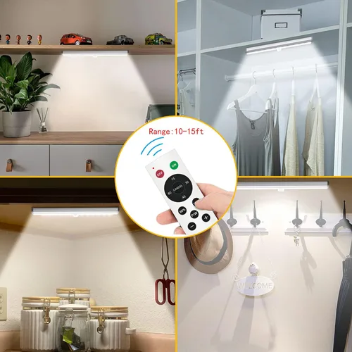 Miniatura 8 de Diomart Iluminación para debajo del gabinete, luces inalámbricas recargables para debajo del mostrador con control remoto, 20 luces LED regulables