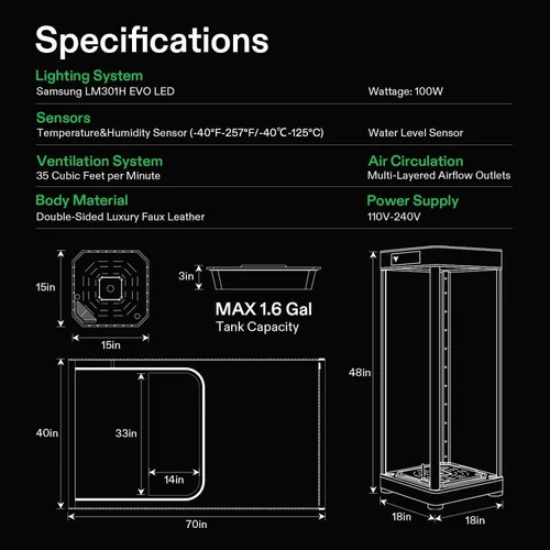 Miniatura 8 de VGrow - Caja de cultivo inteligente todo en uno, sistema profesional con luz de cultivo Samsung LM301H EVO, sistema avanzado de circulación