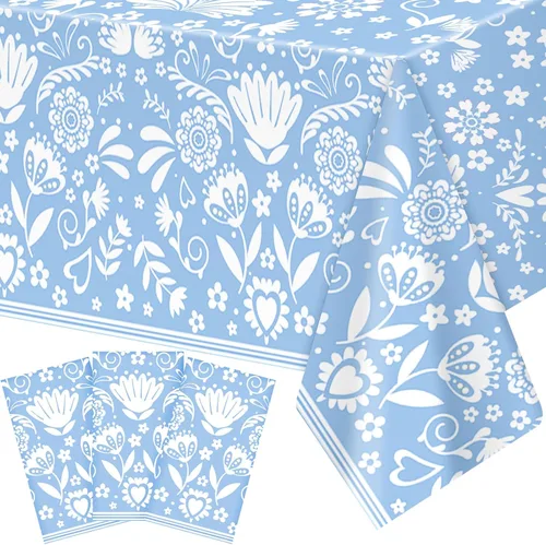 Miniatura 11 de Domensi 1 mantel mexicano de 54 x 108 pulgadas, mantel de fiesta de plástico Cielito Lindo desechable, funda de mesa con mandala y flor para taco