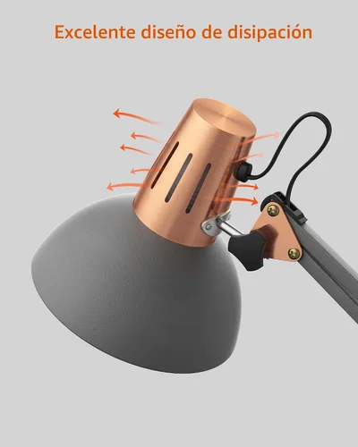 Miniatura 8 de LEPOWER Lámpara de escritorio de metal, ajustable de cuello de ganso lámpara de mesa de arquitecto con interruptor de encendido/apagado, lámpara