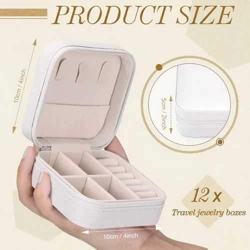 Miniatura 33 de Yinkin 12 piezas de mini joyero de viaje para dama de honor, organizador de aretes de piel sintética, accesorios de viaje a granel, soporte portátil