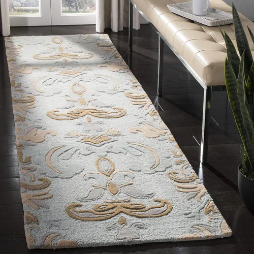 SAFAVIEH Soho Collection - Alfombra de pasillo, 2 pies 6 pulgadas x 8 pies, azul claro y multicolor, lana hecha a mano, ideal para zonas de alto