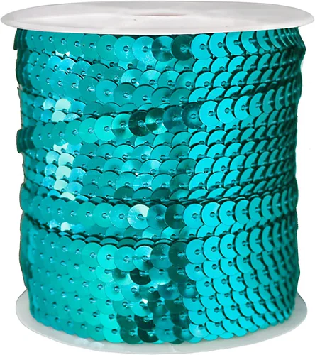 FQTANJU Blue Crafts - Tira redonda de lentejuelas planas para manualidades, flecos y costura; rollo de 100 yardas Azul