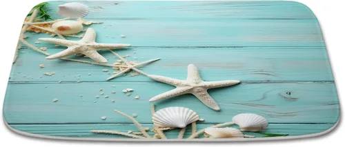 Miniatura 11 de Alfombra de baño de terciopelo coral con diseño náutico de tortugas marinas, animales de playa, tapete de ducha antideslizante para baño de océano