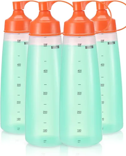 Miniatura 12 de Botellas exprimibles de boca ancha, paquete de 2 botellas de condimentos exprimibles sin BPA para salsas gruesas, resina, manualidades, botellas