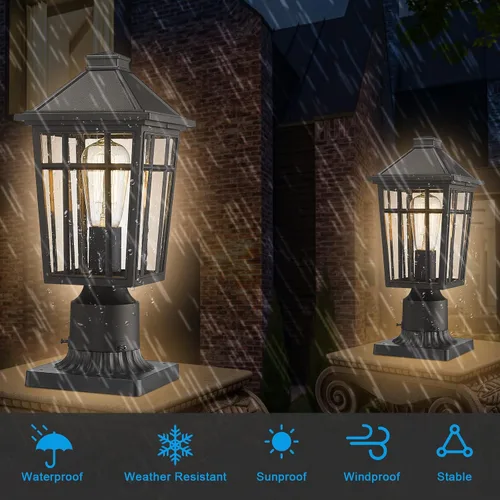 Miniatura 2 de Darkaway Luces de poste para exteriores + adaptador de luz para poste, iluminación de cubierta de poste de valla para jardín, patio, camino