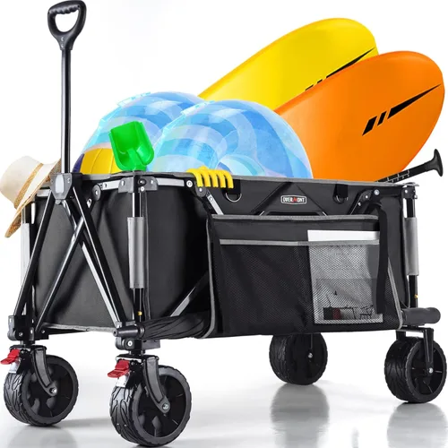 Miniatura 9 de Overmont Carrito plegable con ruedas – Carro plegable de servicio pesado de 180 litros con grandes ruedas todo terreno – Capacidad de peso de 330