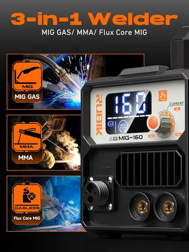 Miniatura 3 de Soldador MIG de 160A, soldador sin gas 3 en 1, soldador multiproceso Flux MIG/Lift TIG/Stick, máquina de soldar de 110V, control sinérgico IGBT