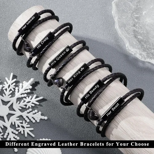 Miniatura 6 de Pulseras para parejas para mujeres, regalos para hombres, aniversario de boda, regalos de nacimiento para novio, novia, pulsera a juego, 2 piezas