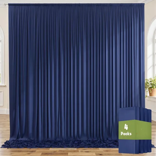 Miniatura 86 de Cortinas de telón de fondo granate de 10 pies x 10 pies sin arrugas para fiestas, 2 paneles de cortinas de telón de fondo de poliéster sedoso