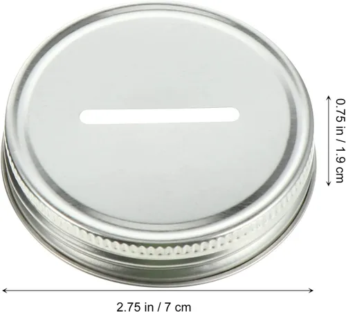 Miniatura 2 de ARTIBETTER 25 tapas de ranura para monedas para frascos de boca regular, alcancías de 2.756 in