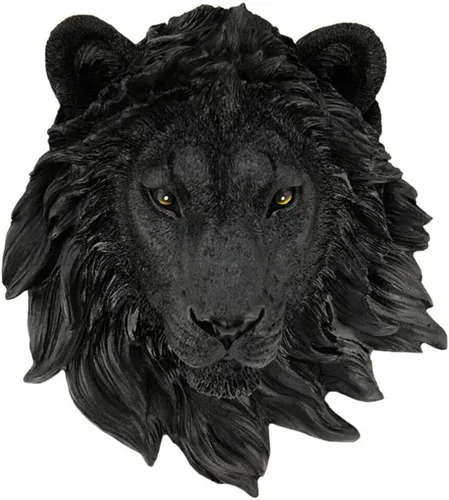 Miniatura 16 de Estatuas de resina para colgar en la pared con cabeza de animal, estatuas de bar, cafetería, escultura, decoración (leopardo negro)