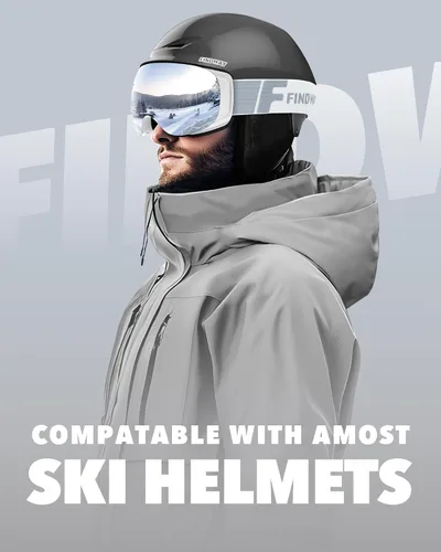 Miniatura 7 de findway Gafas de esquí OTG para mujeres, hombres, adultos, jóvenes - Sobre gafas, gafas de nieve - Lente intercambiable, gafas de snowboard antivaho
