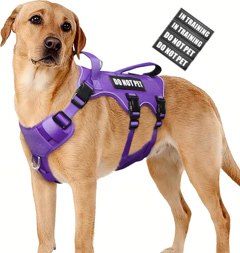 Miniatura 16 de WINSEE - Arnés para perro a prueba de fugas, arnés Molle de servicio y trabajo con doble asa, chaleco táctico para mascotas con 4 parches