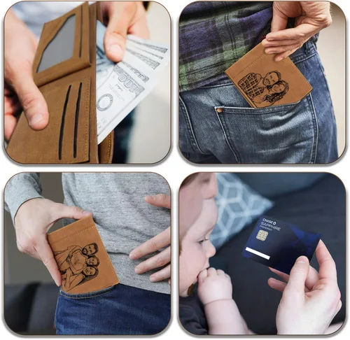 Miniatura 6 de Carteras de fotos personalizadas para hombresCartera grabada personalizadaRegalos personalizados para el padreMaridoHijo