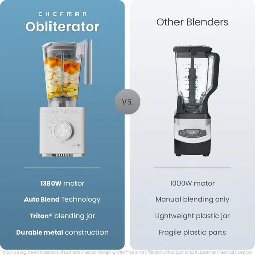 Miniatura 2 de Chefman Obliterator - Licuadora de encimera de 48 onzas para batidos, motor de 1380 W para triturar hielo, nueces y frutas congeladas con cuchilla