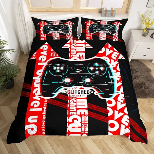 Miniatura 13 de Funda de edredón con estampado de mando de videojuegos para niños, tamaño individual (sin edredón), juego de ropa de cama Play Gamer para niños