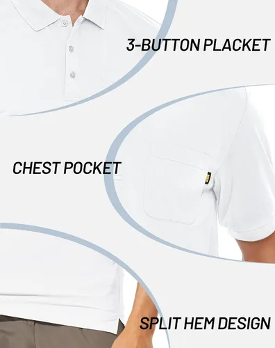 Miniatura 3 de MIER Men's Golf Polo Shirt with Pocket Short Sleeve Quick Dry Collared Work Casual Shirts UPF 50+ Performance Polyester
