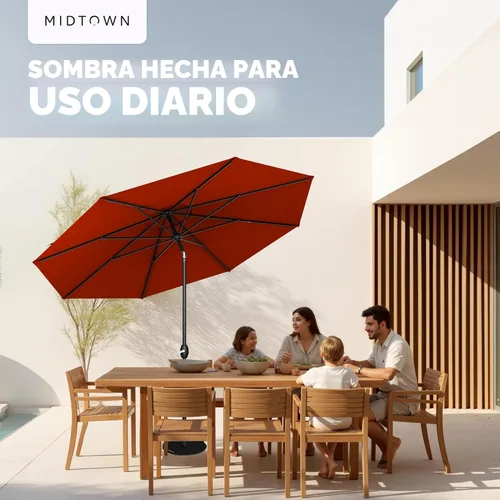 Miniatura 7 de Midtown Umbrellas 10 años sin decoloración, 6 pies, tela de poliéster roja a prueba de rayos UV, sombrilla para patio al aire libre, marco