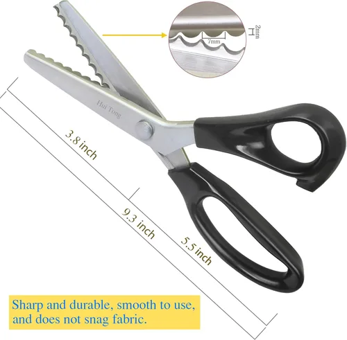 Miniatura 3 de Hui Tong Tijeras Rosadas Fuertes y Afiladas, Tijeras Rosadas para Tela, Tijeras de Borde Serrado y Festoneado para Tela, 3mm, 5mm, 7mm