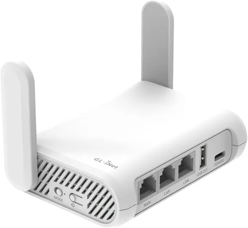 GL.iNet GL-SFT1200 (Opal) Enrutador WiFi Portátil de Viaje, Mini Enrutador Inalámbrico VPN para Módem de Fibra Óptica, Repetidor WiFi de Internet