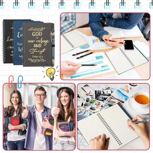 Miniatura 6 de Engrowtic Juego de 48 piezas de regalo cristiano, cuadernos en espiral con versículo bíblico A5 y bolígrafos para apreciación de maestros, primera