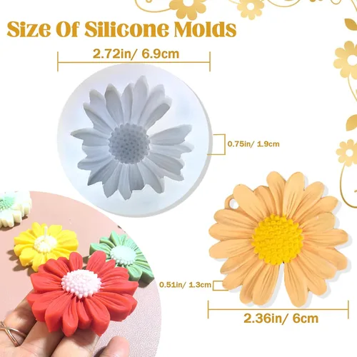 Miniatura 3 de 4 moldes de silicona de flores de margarita para velas, molde de vela de flores 3D de silicona, margaritas de silicona, cera de jabón, resina epoxi