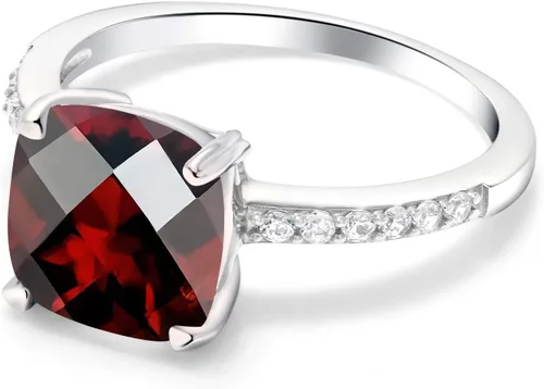 Miniatura 17 de Gem Stone King Anillo de compromiso de plata de ley 925 con piedra preciosa de corte cojín de 0.315 in Anillo de compromiso de aniversario de boda