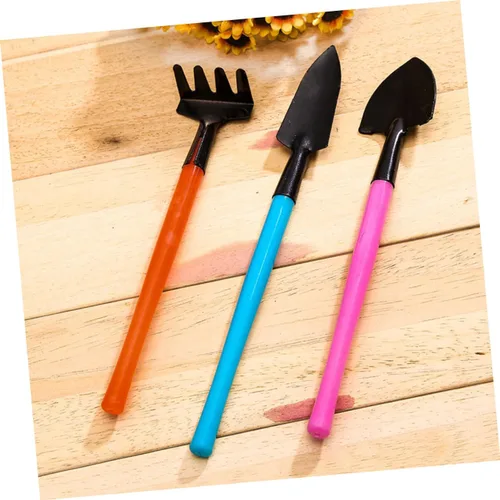 Miniatura 7 de Set of 3 Mini Garden Tools Compact Rake Shovel Trowel Durable Plastic Handles Ideal for Indoor Planting Bonsai Care