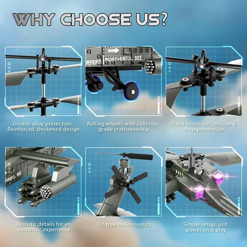 Miniatura 7 de XIKOTEC Helicóptero RC, Juguete de Helicóptero a Control Remoto para Niños, Principiantes y Adultos con Retención de Altitud, Giroscopio y Luz LED