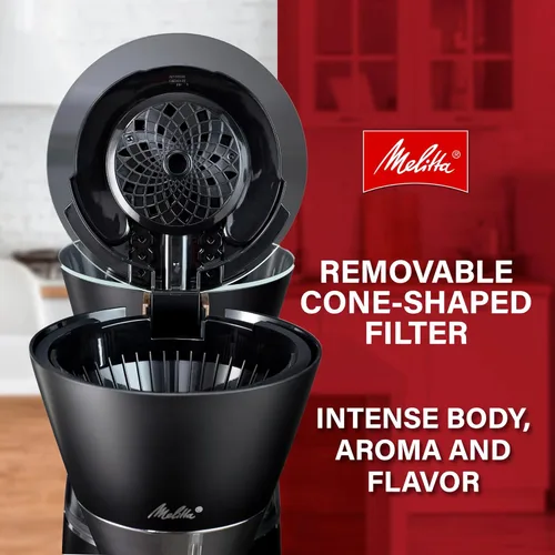 Miniatura 2 de Melitta Vision - Cafetera de goteo de 12 tazas, automática y programable, capacidad de 96 onzas con 5 filtros de café, color negro Automático