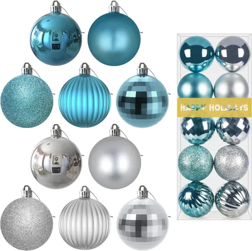 Miniatura 60 de Bolas de Navidad Grandes de 3.2" en Azul Bebé - Adornos para Árbol de Navidad, Bolas Colgantes Inastillables para Cumpleaños, Halloween, Boda
